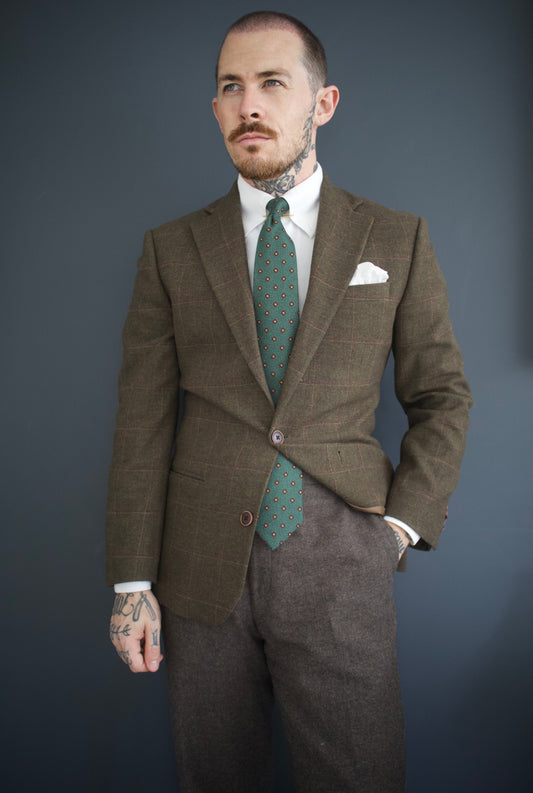 Mark- Green silk and cotton blend tie