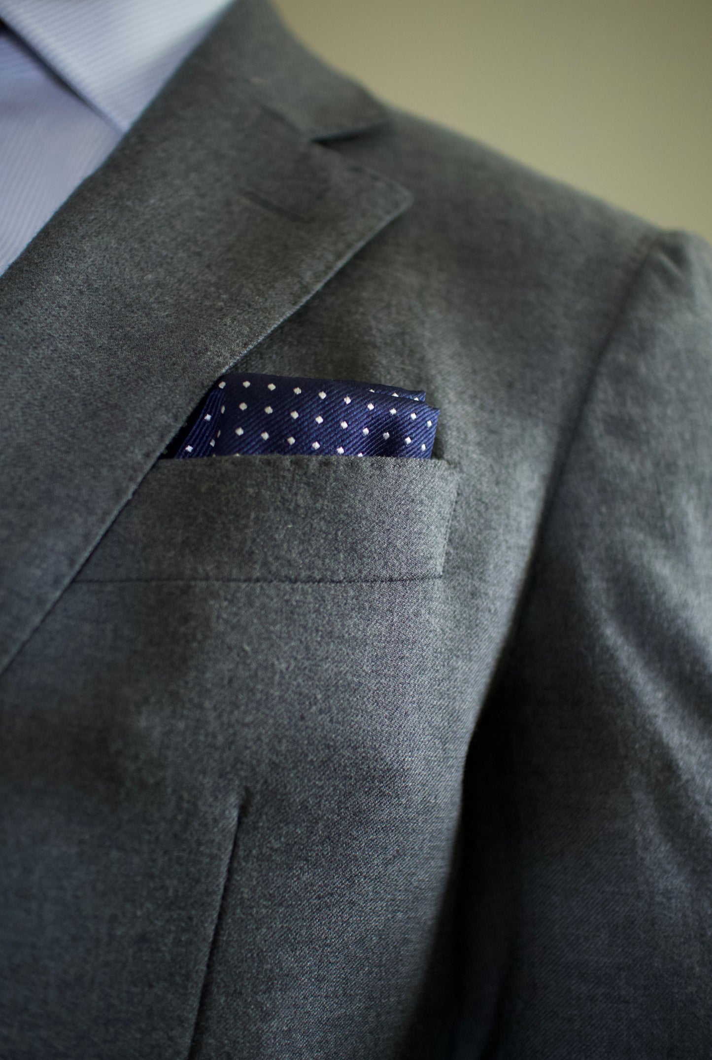 Jacob- Navy dot silk pocket square