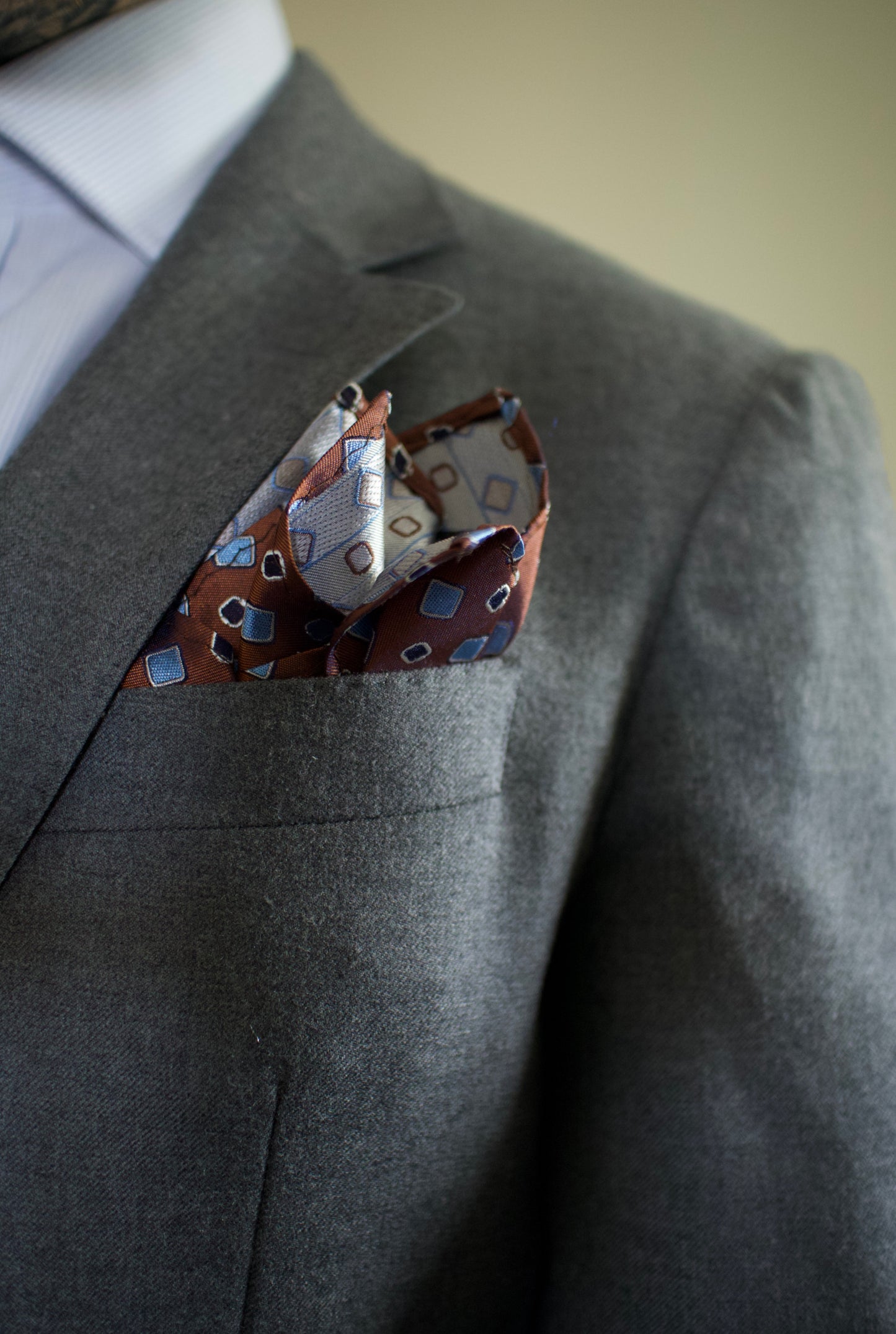 Harry- Brown silk pocket square