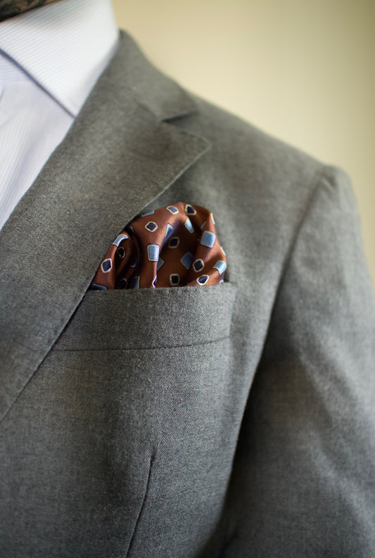 Harry- Brown silk pocket square